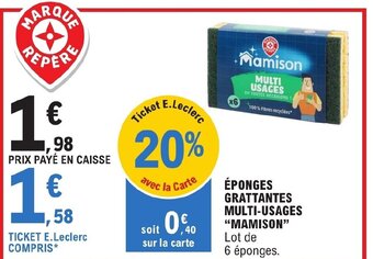 E.Leclerc ÉPONGES GRATTANTES MULTI-USAGES "MAMISON" offre