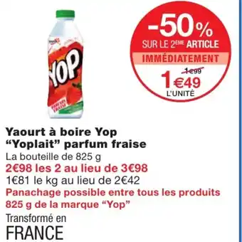 Monoprix Yaourt à boire Yop Yoplait parfum Fraise offre