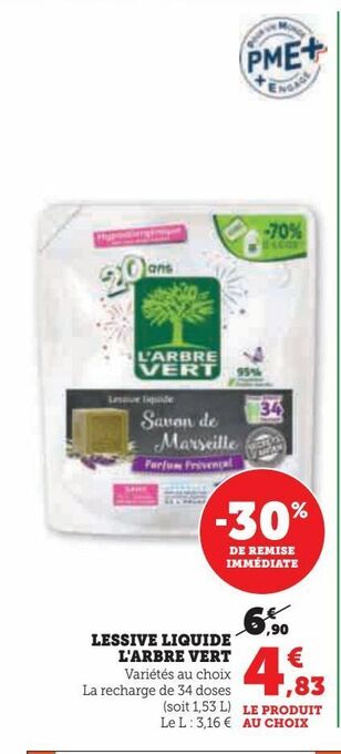 Super U Lessive liquide l'arbre vert offre