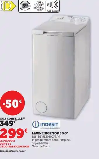 Super U Lave-linge top 5kg offre