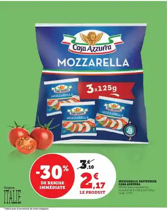 Mozzarella pasteurise casa azzurra