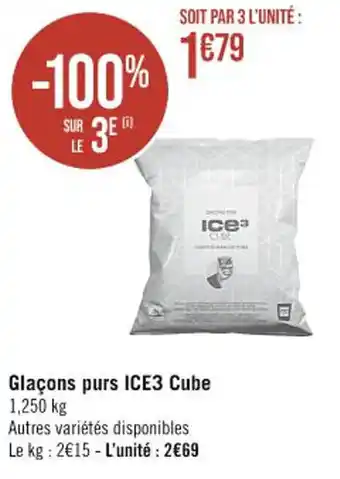 Glaçons purs ICE3 Cube 1,250 kg