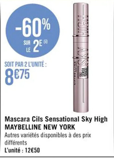 Hyper Casino Mascara Cils Sensational Sky High MAYBELLINE NEW YORK offre