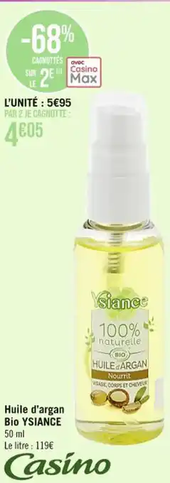 Huile d'argan Bio YSIANCE