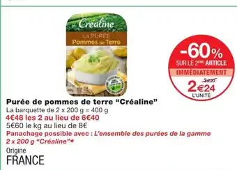 Monoprix Purée de pommes de terre Créaline offre