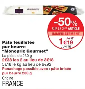Monoprix Pâte feuilletée pur beurre offre