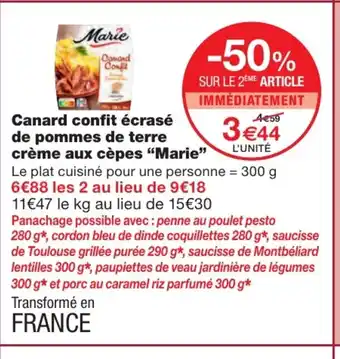 Monoprix Canard confit écrasé de pommes de terre offre