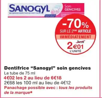 Monoprix Dentifrice Sanogyl soin gencives offre