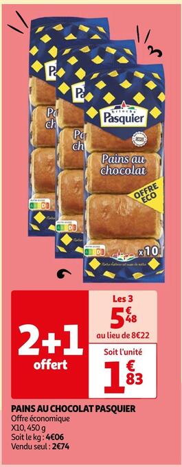 Auchan Pasquier pains au chocolat offre