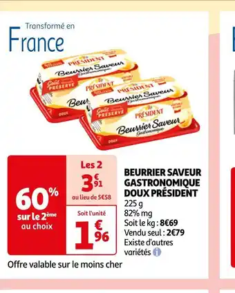 Auchan Président beurrier saveur gastronomique doux offre