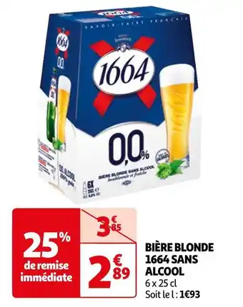 Auchan 1664 bière blonde sans alcool offre