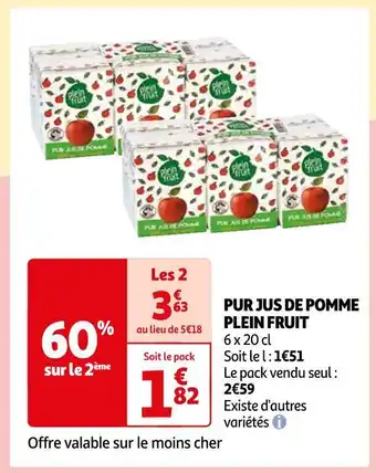 Auchan Plein fruit pur jus de pomme offre