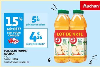 Auchan Supermarché Auchan pur jus de pomme offre