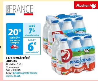 Auchan Supermarché Auchan lait demi-écrémé offre