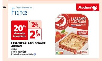 Auchan Auchan lasagnes à la bolognaise offre