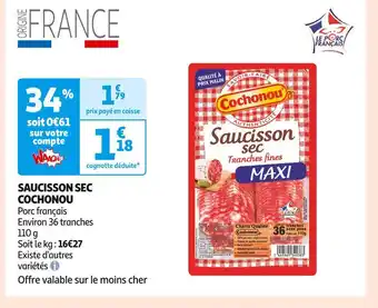 Auchan Supermarché Cochonou saucisson sec offre