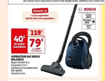 Auchan Bosch aspirateur sac bgls2bu2 offre