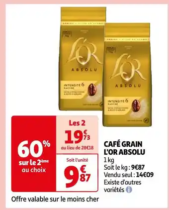 Auchan L'or absolu café grain offre