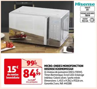 Auchan Hisense micro-ondes monofonction h20momss4h offre