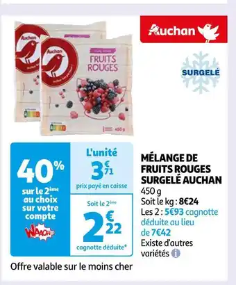 Auchan Auchan mélange de fruits rouges surgelé offre