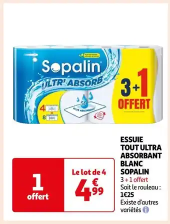 Auchan Sopalin essuie tout ultra absorbant blanc offre
