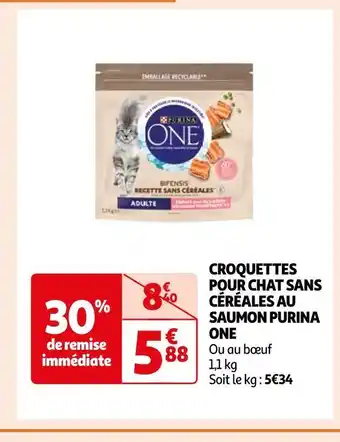 Auchan Purina one croquettes pour chat sans céréales au saumon offre