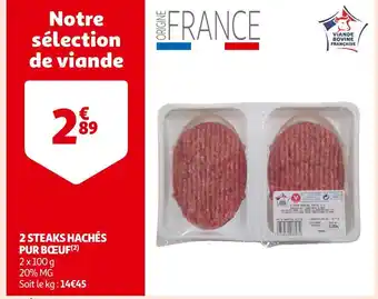 Auchan Supermarché 2 steaks hachés pur bœuf offre