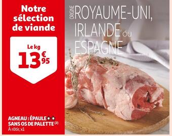 Auchan Supermarché Agneau : épaule sans os de palette offre
