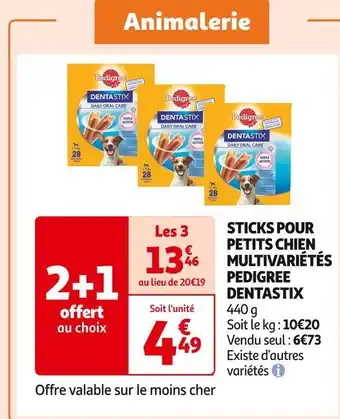 Auchan Supermarché Pedigree sticks pour petits chien multivariétés dentastix offre