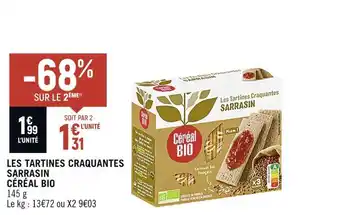 Spar Céréal bio les tartines craquantes sarrasin offre