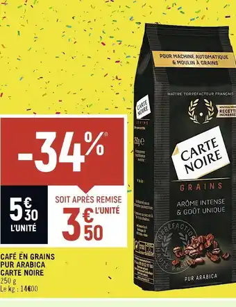 Petit Casino Carte noire café en grains pur arabica offre