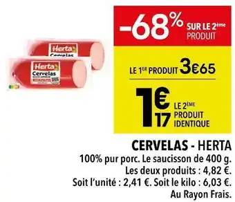Supeco Herta cervelas offre