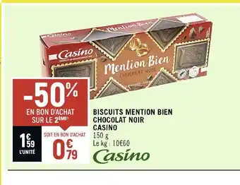 Petit Casino Casino biscuits mention bien chocolat noir offre