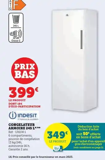 Super U Congélateur armoire 245 l offre