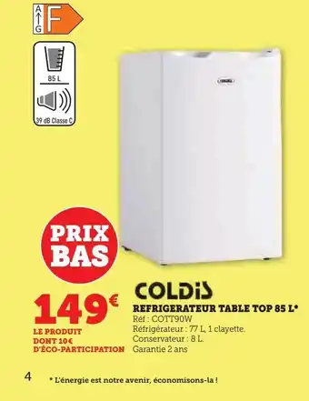 Super U Réfrigérateur table top 85 l offre