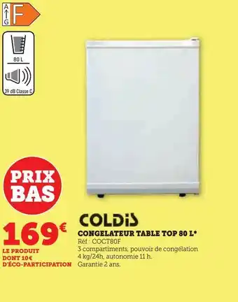 Super U Congélateur table top 80 l offre