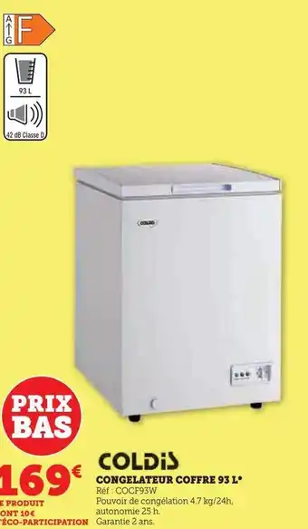 Super U Congélateur coffre 93 l offre