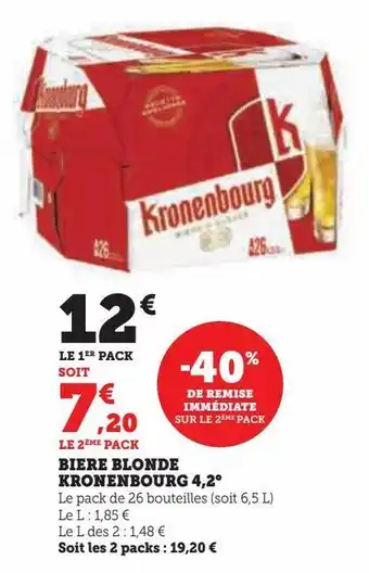 Super U Biere blonde kronenbourg 4,2° offre