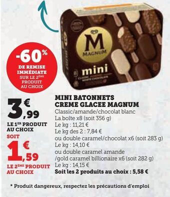 Super U Mini batonnets creme glacee magnum offre
