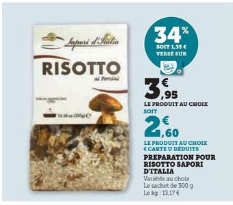 Super U Preparation pour risotto sapori d'italia offre