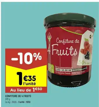 Leader Price Confiture de 4 fruits offre