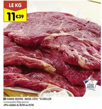 Leader Price Viande bovine basse côte à griller offre