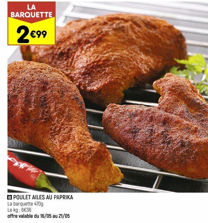 Leader Price Poulet ailes au paprika offre