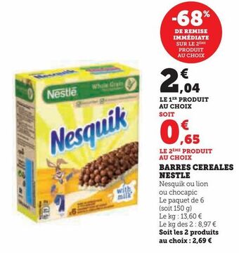 Hyper U Barres cereales nestle offre