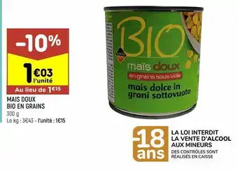 Mais doux bio en grains
