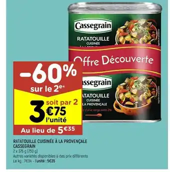 Leader Price Ratatouille cuisinée à la provençale cassegrain offre