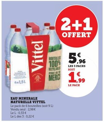 Super U Eau minerale naturelle vittel offre