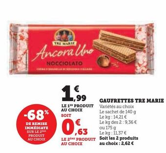 Hyper U Gaufrettes tre marie offre