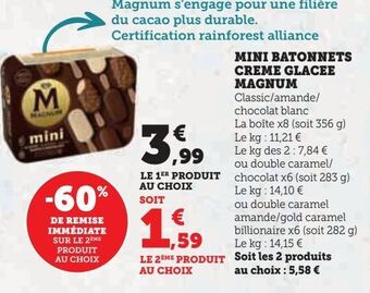 Hyper U Mini batonnets creme glacee magnum offre
