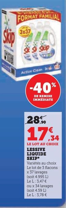 Hyper U Lessive liquide skip offre